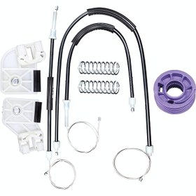 Resim Kasey Volkswagen Polo 4 2002-2009 Arası Uyumlu Ön Sol Kapı Cam Kriko Teli ve Tamir Seti Takımı Kiti 