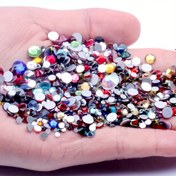 Resim Karışık Boyut Tırnak Sanatı Yapay Elmasları, Çok Renkli Cam Düz Alt Kristalleri, 10G Çeşitli SS3-SS20, Kokusuz Dekoratif Taşlar DIY El Sanatları ve Tırnak Süslemeleri için 