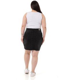 Resim Disentis Büyük Beden Eteği Püsküllü Düğme Detaylı Siyah Denim Mini Etek-siyah Siyah 