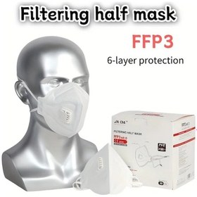Resim Willowhaven 20 Adet Ffp3 Baş Telli Katlanır Nefes Vanalı 6 Katlı Toz Maskesi Beyaz Beyaz 20 Adet 