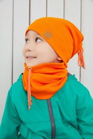Resim Babygiz Erkek Bebek Çocuk Turuncu Ip Detaylı Şapka Bere Boyunluk Takım Rahat Kaşkorse 