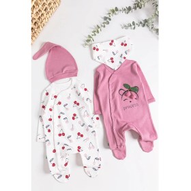 Resim Babymod Kiraz Desenli 2'li Uzun Kollu Kız Bebek Tulum Takım 