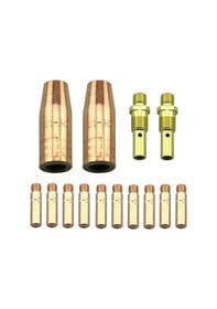 Resim 14 Adet Mıg Kaynak Makinesi Aksesuarları Seti 0.035'' Kontak Uçları Gaz Nozulları Difüzörler Lincoln 100l Ve Tweco Mini/ 1 İçin Yedek 