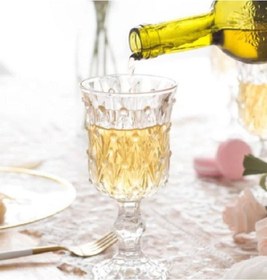 Resim Kristal Kabartma Desenli 6 Adet Şarap Kadehi Şeffaf 