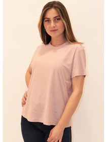 Resim Rich Kadın Organik Bisiklet Yaka T-shirt %100 Pamuk Tişört Pembe 