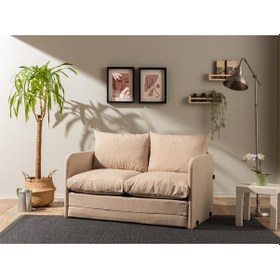 Resim Pafu Saga İkili Katlanır Yataklı Koltuk Keten Krem 