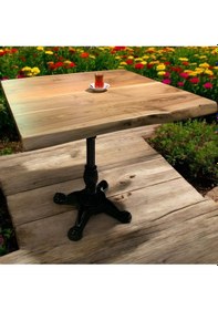 Resim Cafe Masa Ahşap Kütük Masa Aslan Ayak Kare 70x70 Ceviz 