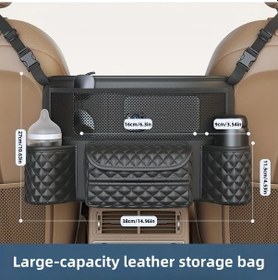Resim Dashanshop 1 Adet Siyah Bag Lüks Pu Deri Koltuk Depolama Cebi Bardak Tutuculu Büyük Kapasiteli 