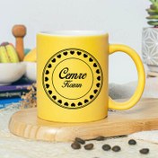 Resim Sarı Renk Romantik İsime Özel Kupa Bardak 