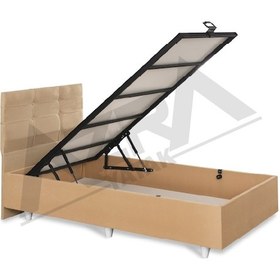 Resim Nero Tek Kişilik Baza Basic Başlık Krem %100 Çelik+ Mdf 100 x 200 CM 