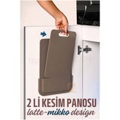 Resim Melek Moda 2'li Stantlı Yapışkanlı Kesim Tahtası - LATTE Renk Seçeneği 