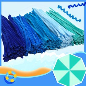 Resim 500 adet Naylon Boru Temizleyici El Sanatları Seti - Karışık Mavi Tonlar, Ultra Yoğun ve Renkli, DIY Sanat ve El Sanatları İçin Premium Şenil Saplar, Yaratıcı Projeler ve Süslemeler İçin Esnek Kıvrık Çubuklar 