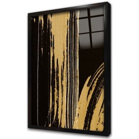 Resim Altın Kelebek Ve Soyut Üçlü Çerçeveli Cam Tablo Seti-172089 