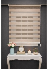 Resim Perdecizade Enxboy Açik Kahverengi Geniş Pliseli Zebra Perde-cocuk Odasi-mutfak-salon-ofis-stor Perde Pz-8002 Renkli 