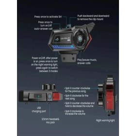 Resim Fantastik Store BT57 Motosiklet Kask Kulaklık Intercom Işıklı Motorsiklet Interkom - Lisinya 