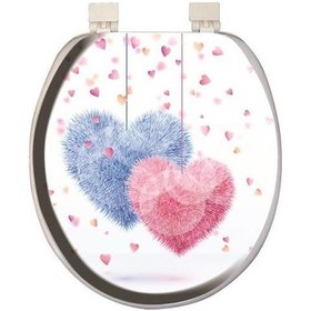 Resim Comfort Lüks Klozet Kapağı Beyaz Kalp Desen 