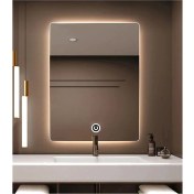Resim Global Led Mirror 65X90 cm Dokunmatik Tuşlu Ledli Ayna Banyo Aynası Dekoratif Ayna Boy Ayna Salon Duvar Ayna 