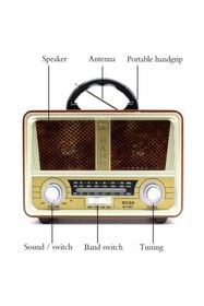 Resim Genel Markalar M-112bt Şarjlı Usb Sd Mp3 Destekli Bluetooth Nostaljik Radyo 
