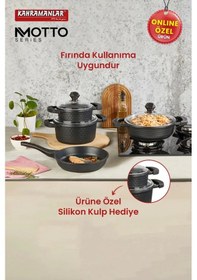 Resim Kahramanlar Motto Siyah Döküm 7 Parça Tencere Seti 3550 