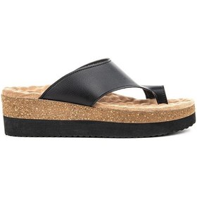 Resim Muya Hora Anatomik Taban Topuk Dikeni Kadın Terlik Siyah - Bej 