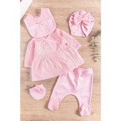 Resim Babymod Kelebek Işlemeli Tüllü 5 Parça Kız Bebek Hastane Çıkışı Bebek Takımı 