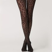 Resim 1 Çift Siyah Leopar Desenli Kadın Kaymaz Gizleyen Tayt Pantolon 