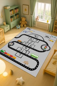 Resim Kessy Home Studio Eğitici Yol Desenli Çocuk Oyun Halısı Dijital Baskı Yıkanablir Kaymaz Taban Çocuk Odası Halısı 4 
