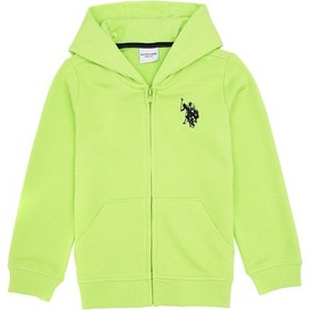 Resim U.S. Polo Assn. Erkek Çocuk Yeşil Fermuarlı Kapüşonlu Sweatshirt 50316706-VR020 