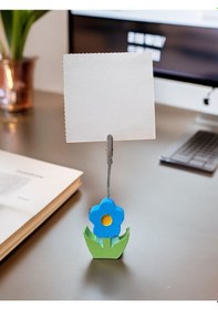 Resim Mavi Papatya Not - Fotoğraf Tutucu Hediye Ofis Seti Mavi 