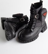 Resim SUENO SHOES Kadın Siyah Bot Çanta Detaylı Bağcıklı Fermuarlı Kalın Taban Bot&bootie 