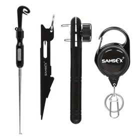 Resim 4 Parça SAMSFX Balıkçılık Düğüm Bağlama Aleti, Hızlı Halka Bağlayıcı, Kanca Çıkarıcı, Saç Rig Bağlama Aleti ve Zinger Geri Çekiciler Fly Fishing Bağlama Aletleri Kombinasyonu, Taşınabilir Balıkçılık Ekipmanı,Kullanımı Kolay Kravatlar,Sağlam Düğüm Aracı,Geri Çekilebilir Kanca Çıkarıcı,Sinek 