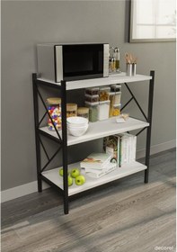 Resim Morpanya Arose Metal Tekli Mutfak Rafı Malzeme Dolabı 3 Raflı Mikrodalga Fırın Rafı Çok Amaçlı Beyaz 