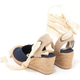 Resim Star Tombis Gerçek Elişi Ipli Espadril Dolgu Topuk Keten Espadril Handmade Lacivert 