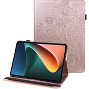 Resim Baskılı Çiçek Standı Tasarımı Deri Tablet Kapak Kasası Xiaomi Pad 5/Pad 5 Pro - Gül Altın (Yurt Dışından) 