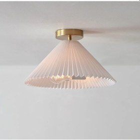 Resim Modern Tasarım Umbrella Plafonyer Tavan Avize Krem Kumaş Abajur Eskitme Gold Sarı SARI 