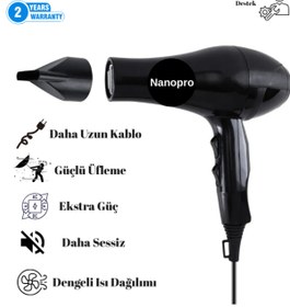 Resim Nanopro 1200w Turbo Saç Şekillendirici Ve Saç Düzleştirici Fön Tarağı Fön Makinası N-78140 
