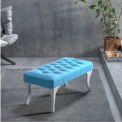 Resim Azra Kapitoneli Ayak Ucu, Kapı Önü, Antre Bench Puf, 90X45, Mavi 