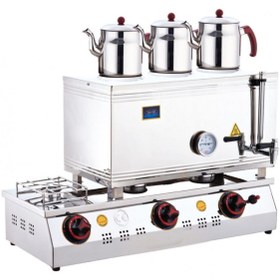 Resim Silverinox Silverİnox 60 Model Ekonomik Çay Ocağı, Çift Taban, 3 Demlikli, 33 L, Doğalgazlı 