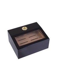Resim Yarım Cam Tavan Puro Humidor / Puro Saklama Kutusu - Siyah 0199 