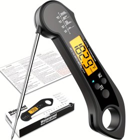 Resim 1 Adet Dijital Gıda Termometresi, Probu ile °C/°F Gösterge, Tutma Fonksiyonu ve Mıknatıs - Pil Dahil, Mutfak, Barbekü, Et, Kızartma, Şekerleme için, Ergonomik Tasarım, Güvenilir Yapı 