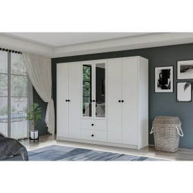 Resim Metalia Gm 036 Lüx 6 Kapı 2 Çekmeceli Düğme Kulplu Aynalı Gardırop 