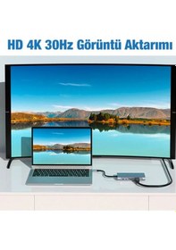 Resim Taplın 11 In 1 Type-c To Usb Hub Port Uyumlu Adaptör Hdmı 4x Usb Lan Vga Sd Card Çevirici Çoklayıcı 