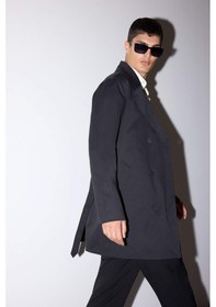 Resim Defacto Slim Fit Dar Kesim Kemerli Düğmeli Trençkot D5528ax25aubk27 Siyah 
