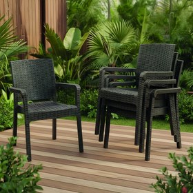 Resim Evdemo King 4'lü Rattan Sandalye Kahve 