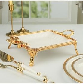 Resim Royking Elegance Kare Sunum Tabak Gold 30Cm Pcl 013 