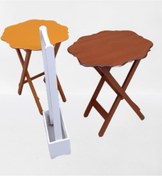 Resim BENGİ TİCARET Çanta Zigon 90075 Sehpa Yonca Model 2li Takım Ahşap Mdf Hardal-ceviz Renk El Yapı 