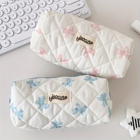Resim Büyük Kapasiteli Kawaii Kalem Kutusu Fermuarlı, Sevimli Fiyonklu Düzenleyici Genç Öğrenciler için Okula Dönüş Malzemeleri, Polyester - 1 adet, Kutu 