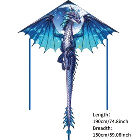 Resim Yeni Koyu Ay Pterosaur Uçurtması, Kırmızı ve Mavi Mevcut, Plaj Dış Mekan Oyunu, Ücretsiz Uçurtma İpi Tahtası, Esintide Uçulabilir, Başlangıç Seviyesi İçin Uygun, Şükran Günü ve Noel Hediyeleri 