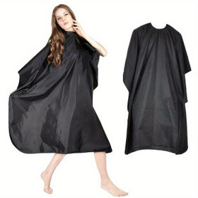 Resim Profesyonel Siyah Saç Kesme Pelerini - Stil, Boyama ve Perma için Ayarlanabilir Berber Önlüğü, 140x80cm, Salon Kalitesinde Paraşüt Kumaşı, Cinsiyetsiz Yetişkin Kuaförlük Önlüğü, Pürüzsüz Parlak Bitiş, Berber Aksesuarları 