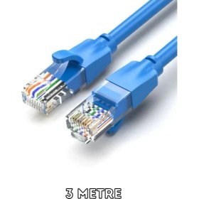 Resim Hiqonic Li Hiqonic Cat6 1000MBPS Ethernet Internet Veri RJ45 Kablosu 3 Metre Mavi Kablo 